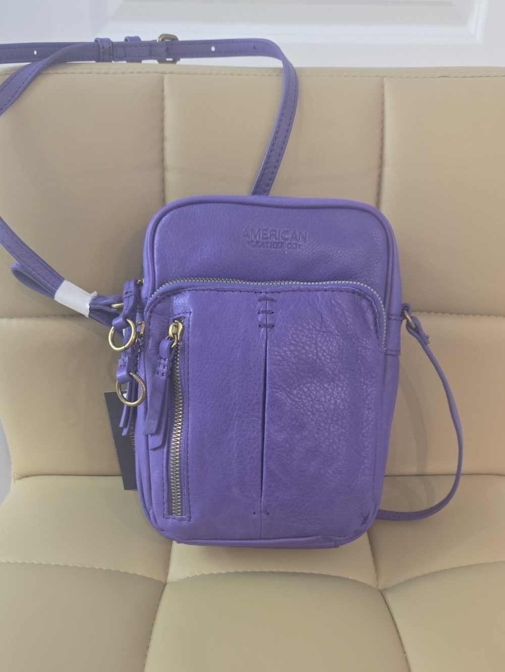American Leather Co. Purple Leather Crossbody Bag